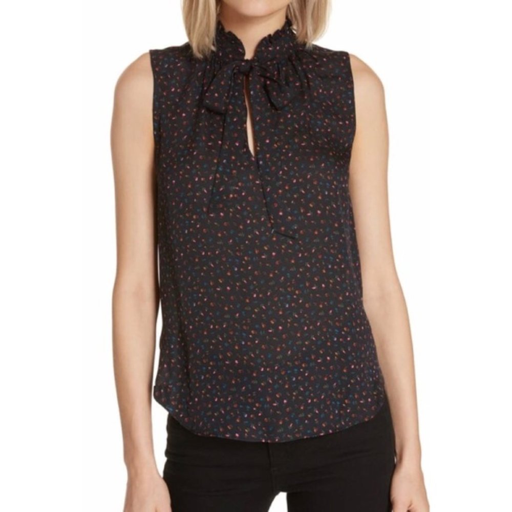 Veronica Beard Black Floral Silk Blouse - 8